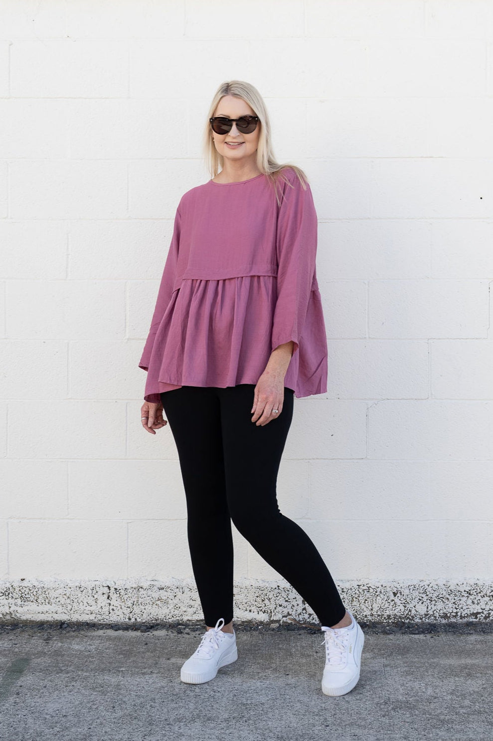Blush - Long Sleeve Frill Detail Top