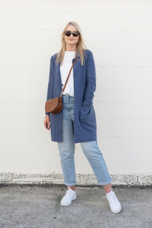 Snuggly Petrol Blue Knit Coatigan