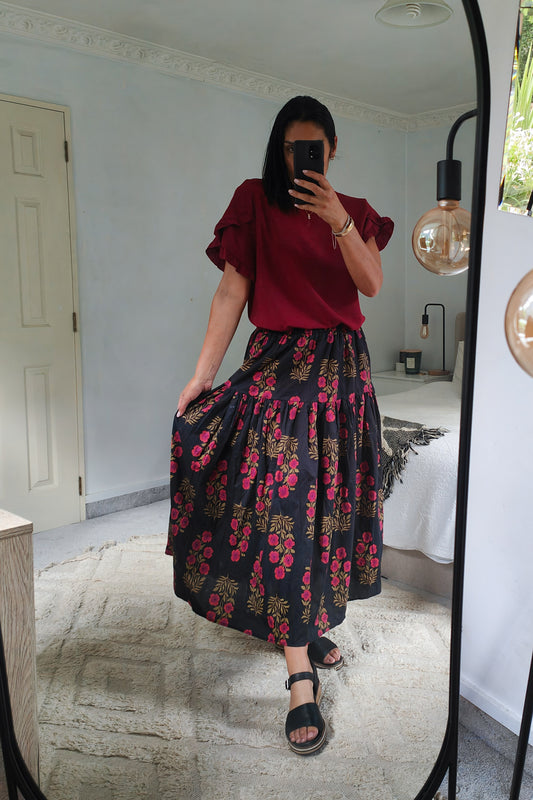 Tiered Victoria Maxi Skirt - Midnight Floral