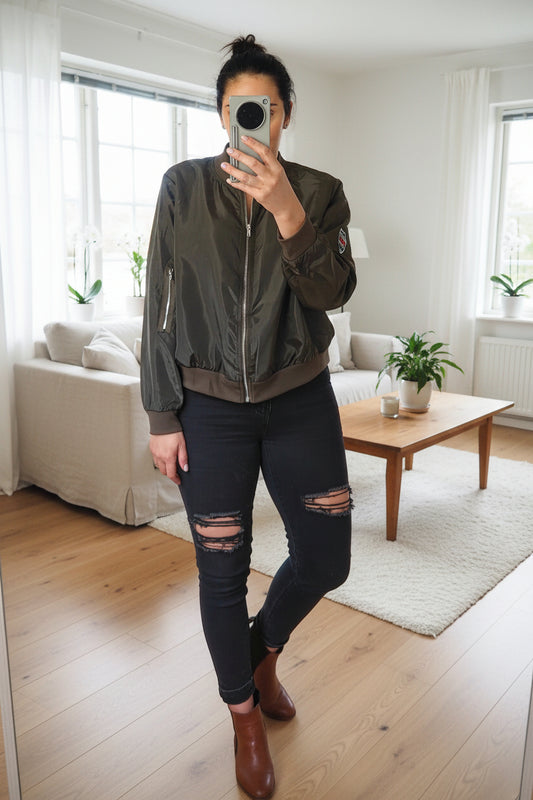 Olive Bomber Zip Up