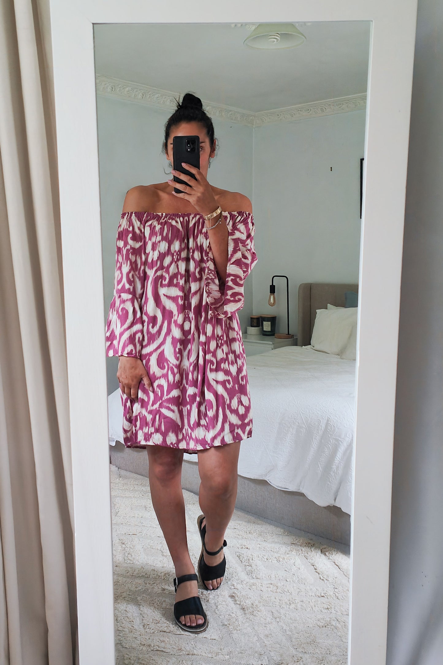 Pink - Off Shoulder Aurora Tunic Dress