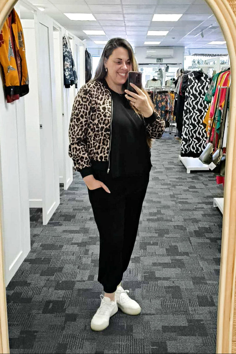 Light Animal Print Zip Up