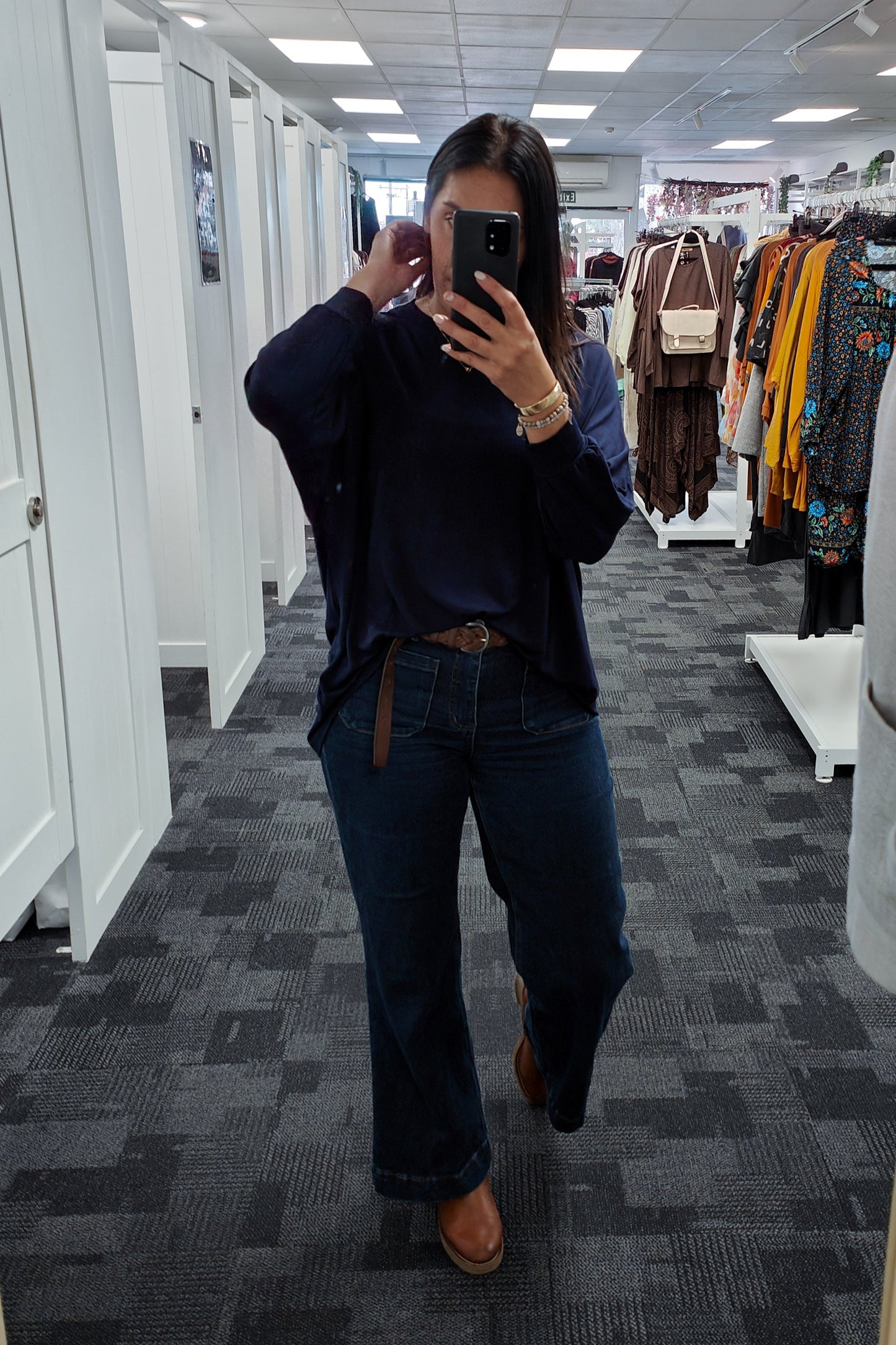 Loose Punn Batwing Top - Navy