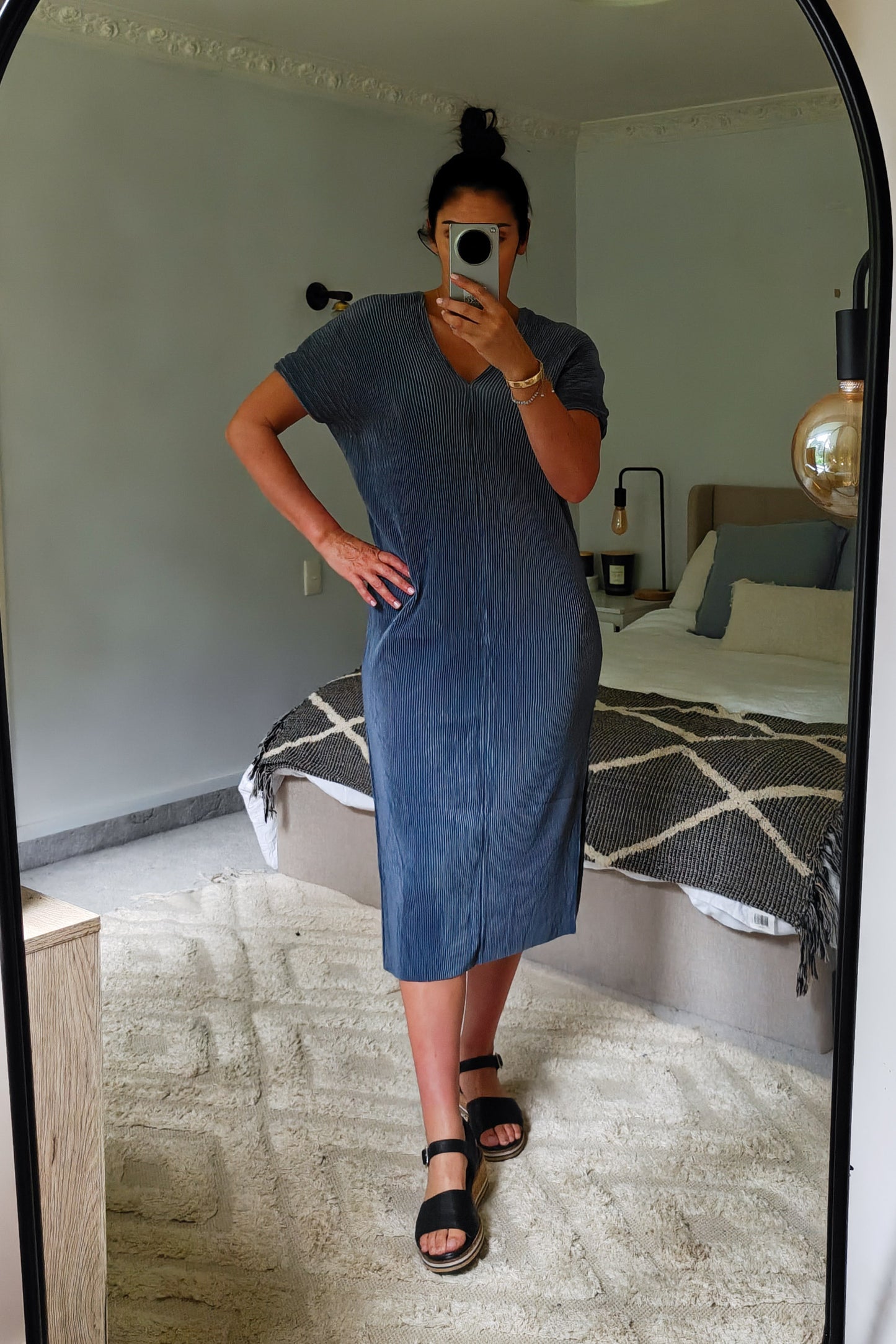 Pleated Zara Dress - Grey