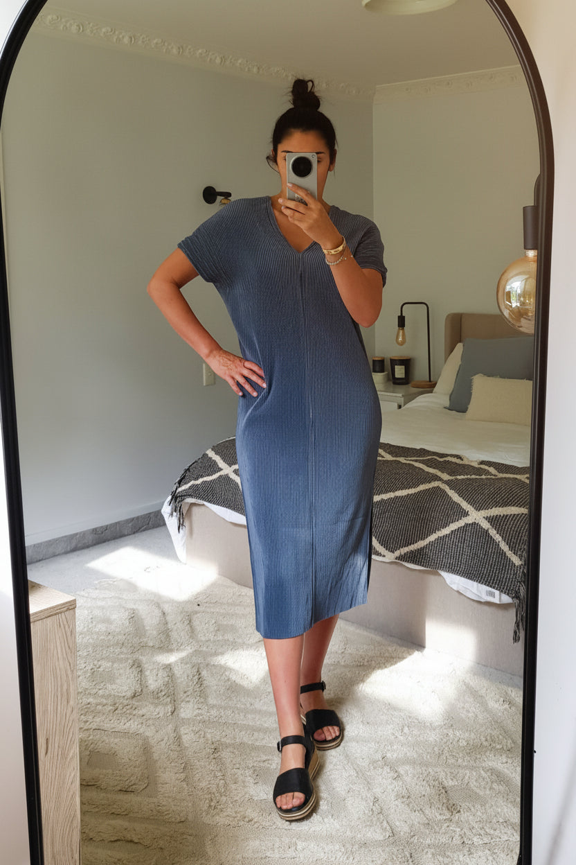 Pleated Zara Dress - Grey