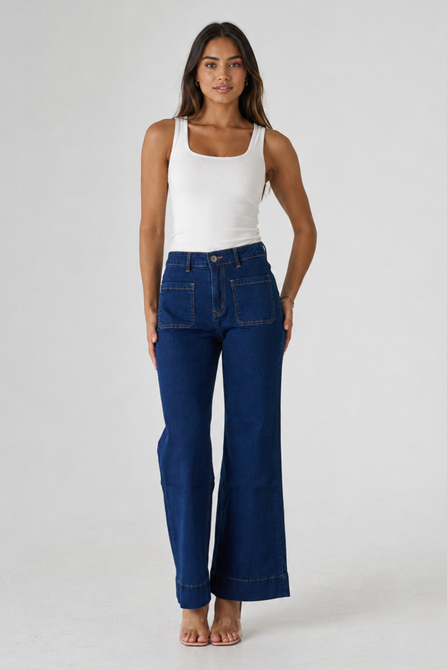 Lizzy Stretch Denim Jeans - Dark Blue