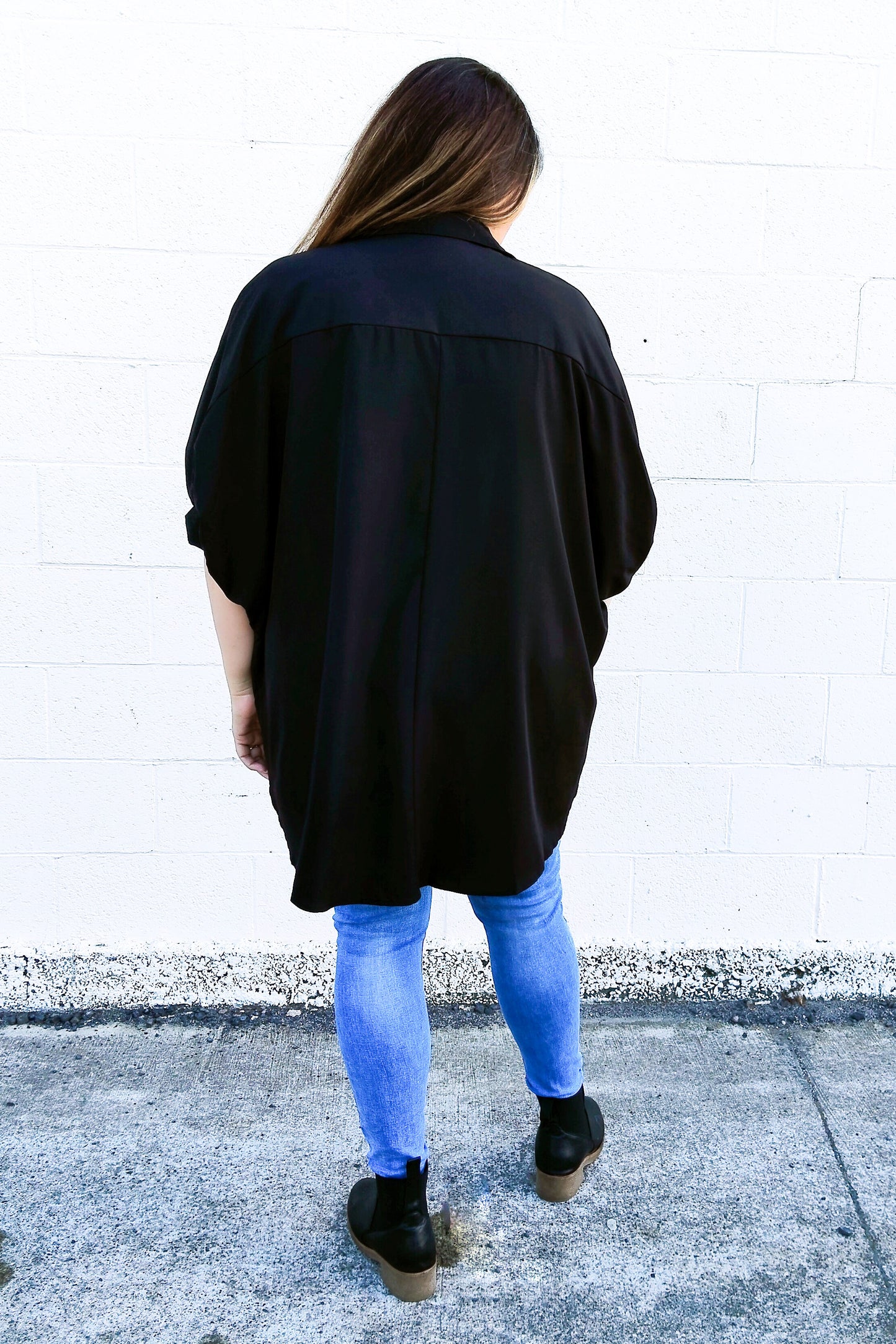 PRE-ORDER** Black - Loose Batwing Desiree Shirt
