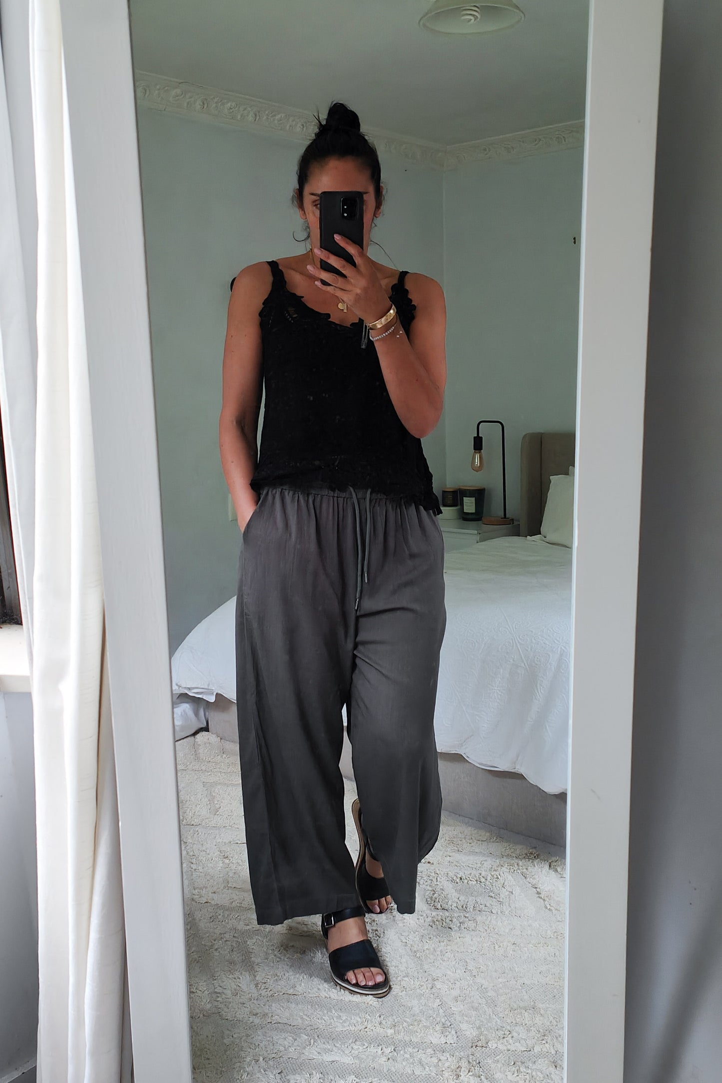 Black - Embroidered Detail Miami Singlet