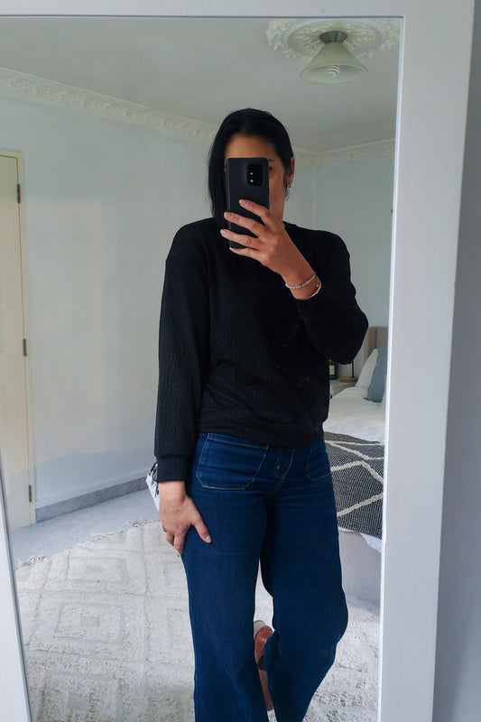 Lottie Textured Top - Black