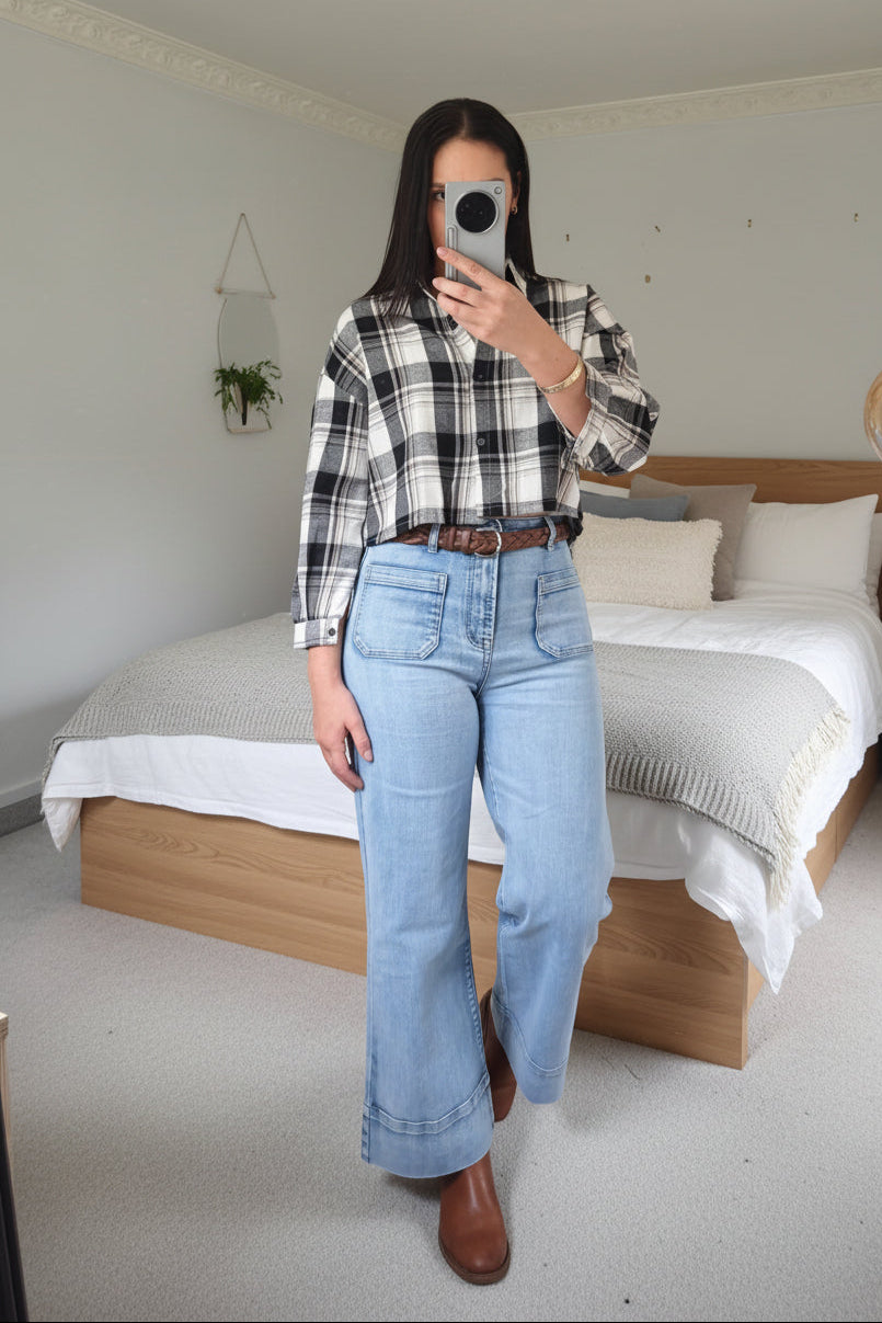 Haddow Cropped Plaid Shirt/jacket - warm black