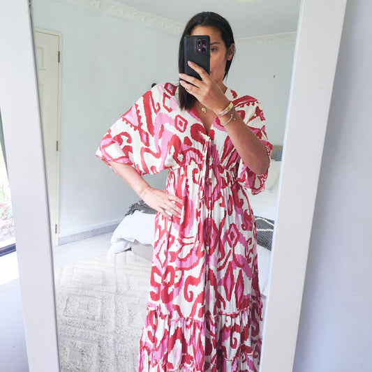 Myan Maxi Dress - Pink & Red