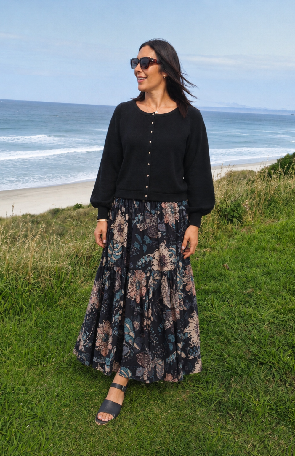Tiered Victoria Maxi Skirt - Soft Teals