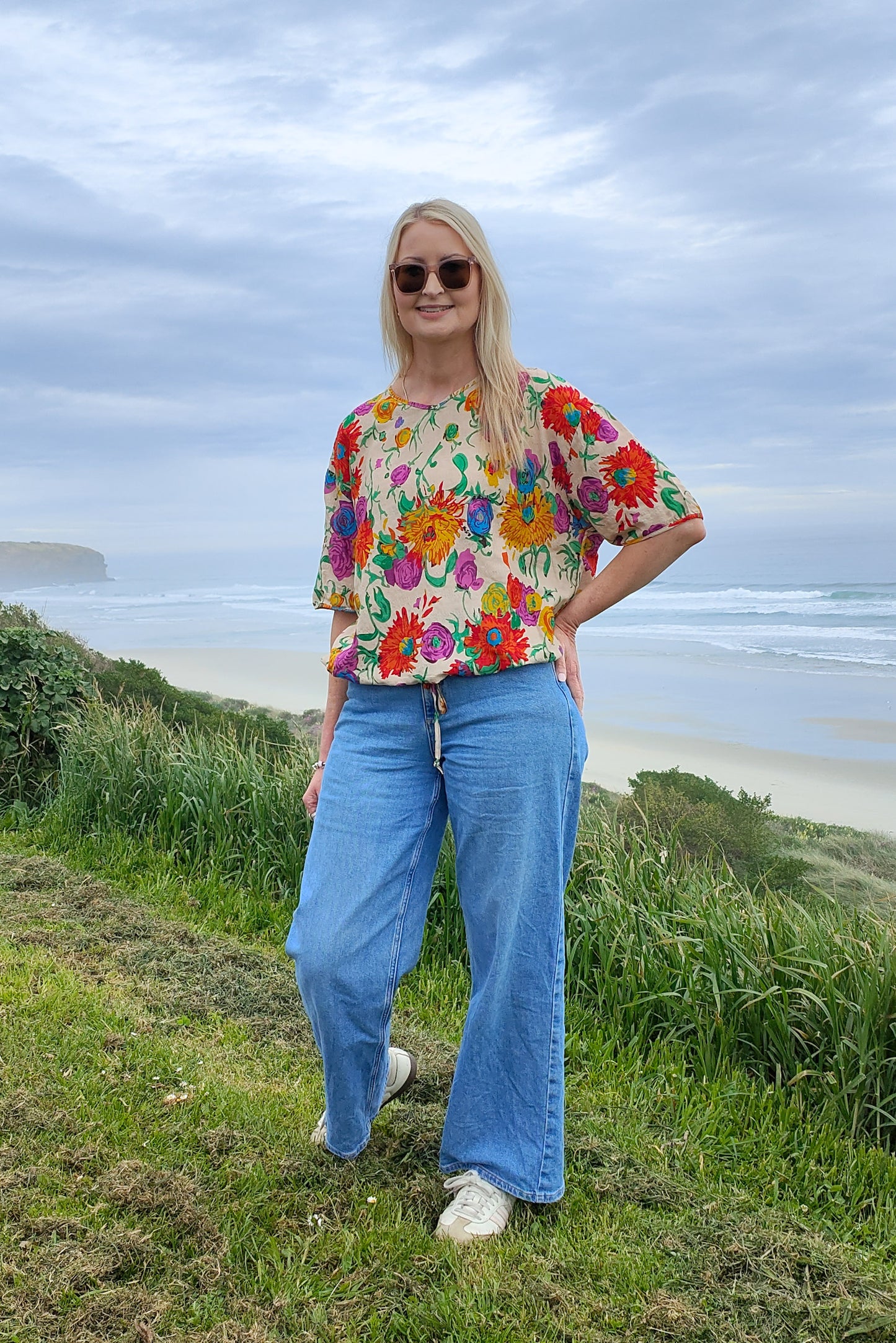 Short Sleeve Verity Tie Top - Sand Fiesta