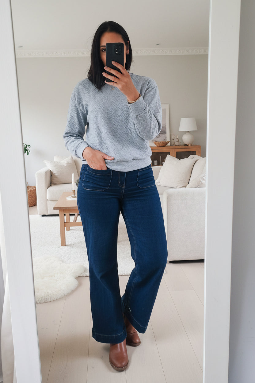 Lottie Textured Top - Grey