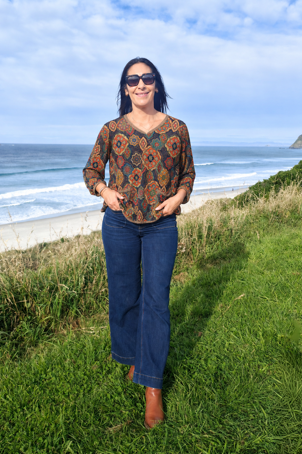 Lila Jersey - Navy Damask