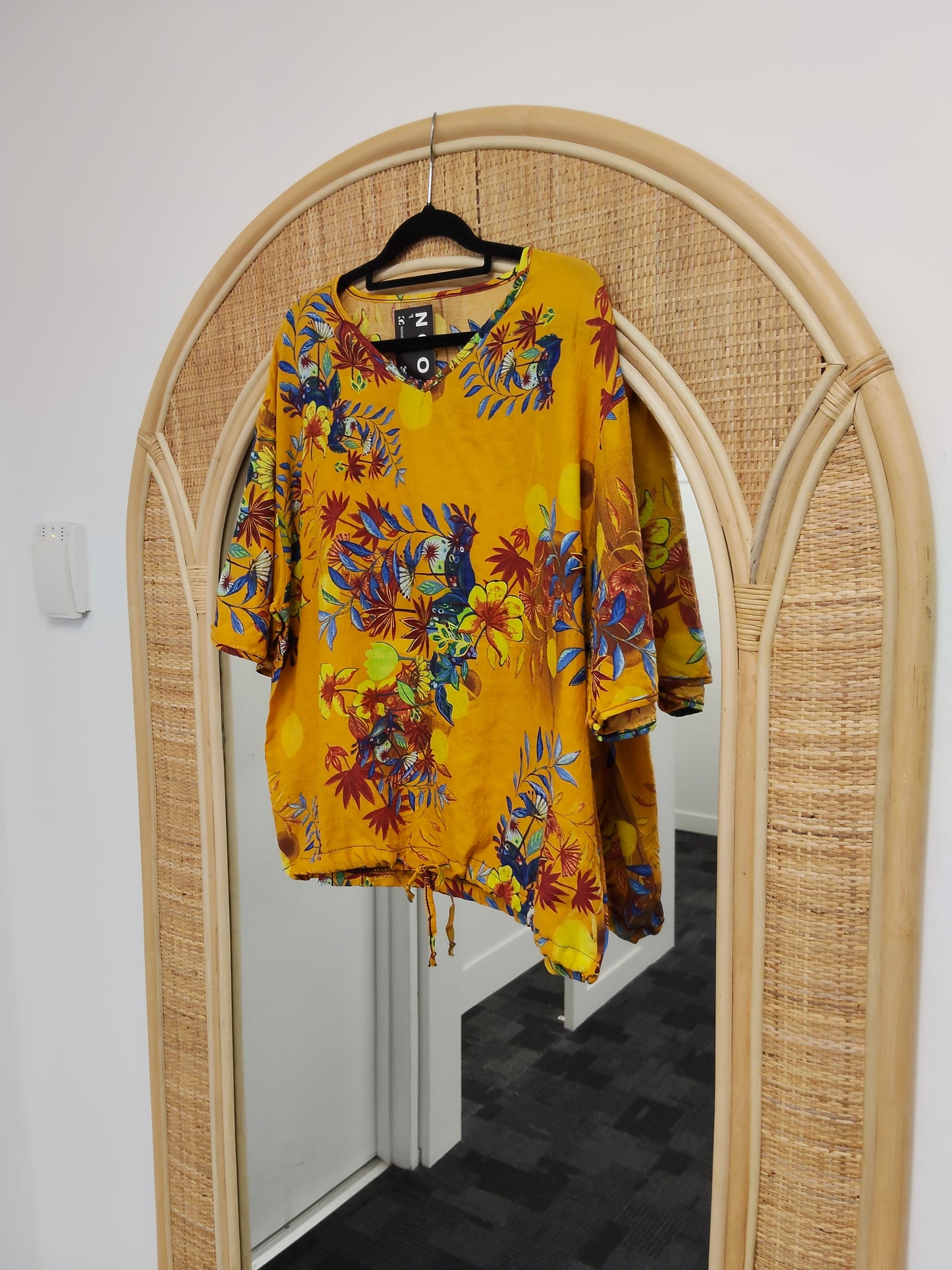 Short Sleeve Verity Tie Top- Marigold Tropics