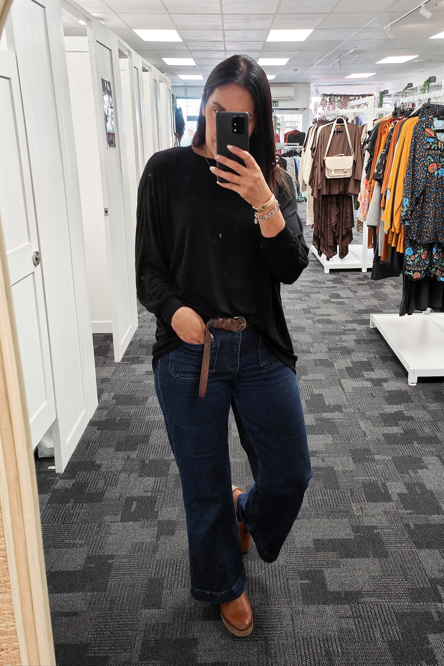 Loose Punn Batwing Top - Black