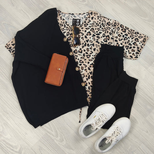 Short Sleeve Verity Tie Top - Leopard