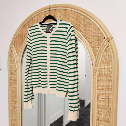 Green/Cream - Brigitte Button-Up Cardigan