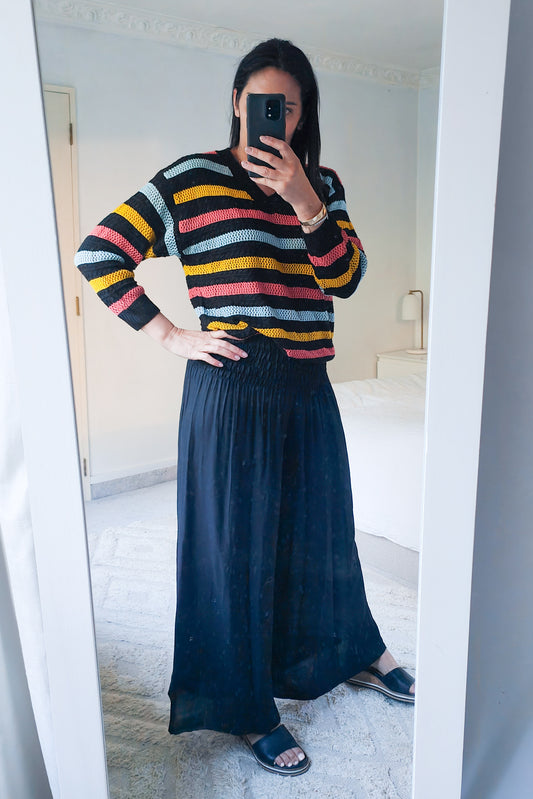 Relaxed Stripe Audrey Knit - Black Liquorice