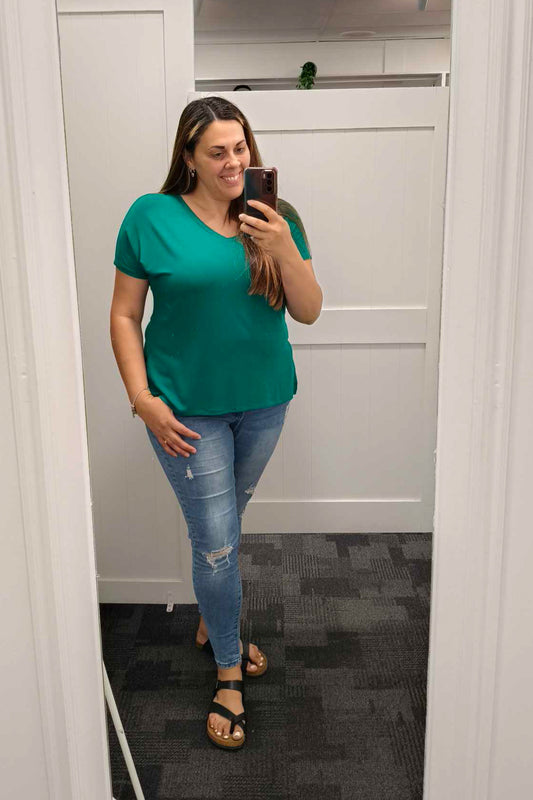 Basic V-neck Tee - Emerald