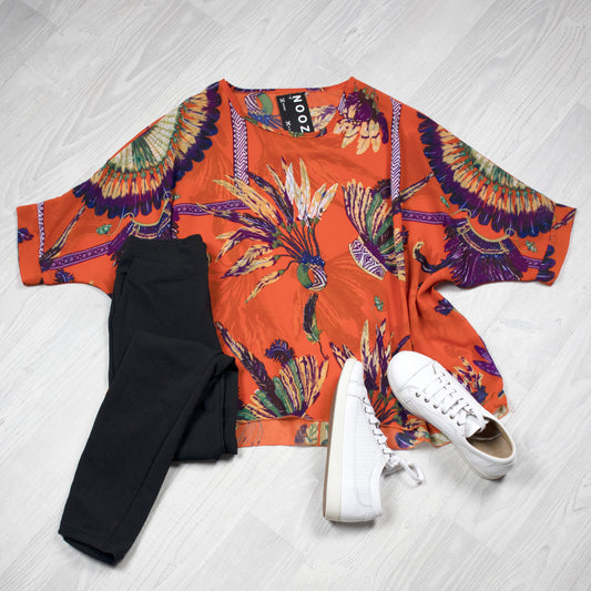 Bright Orange Ethnic Draped Top - Colourpop Collection