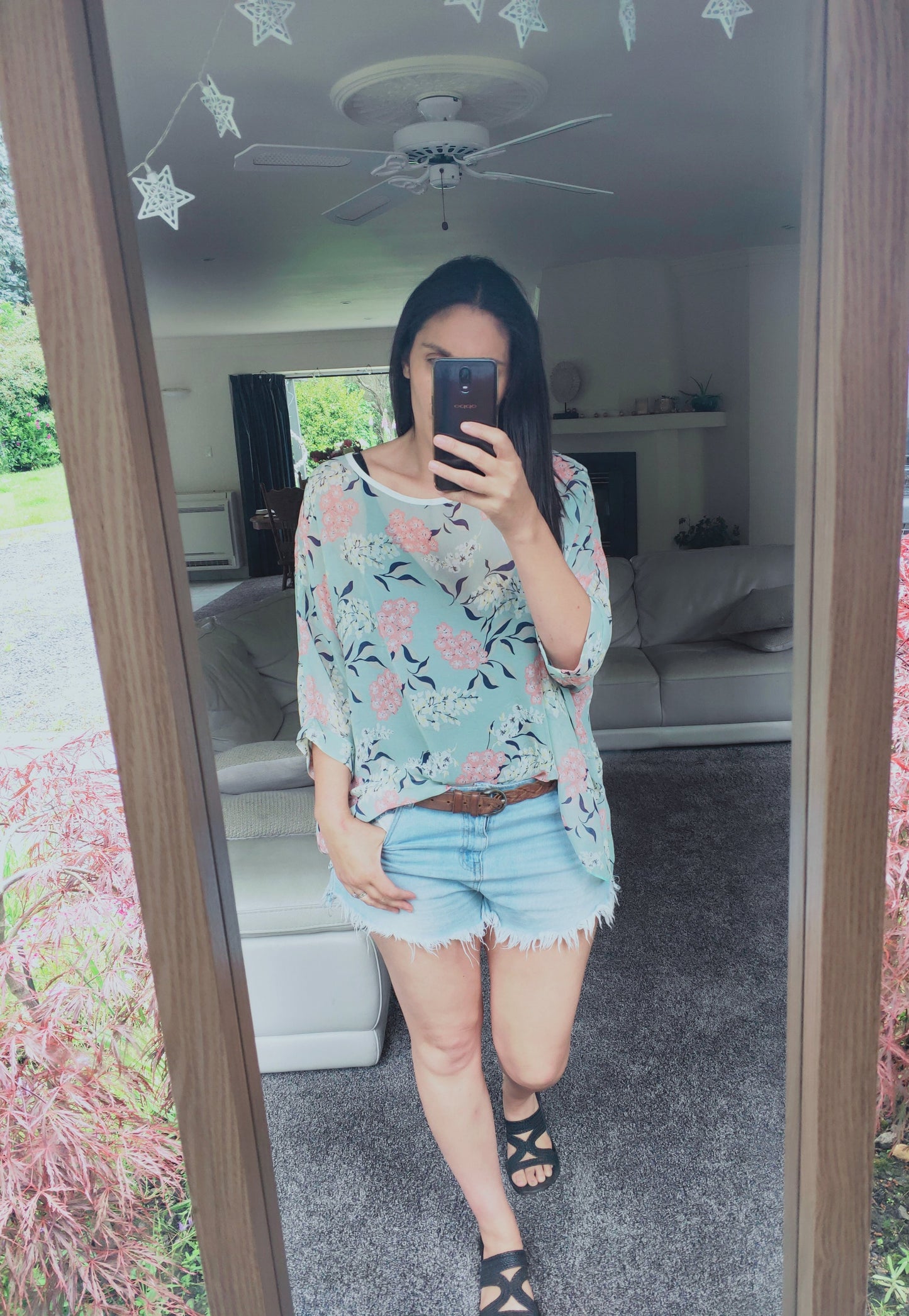 PRE-ORDER** Minty Blossom Draped Top - Floral Collection
