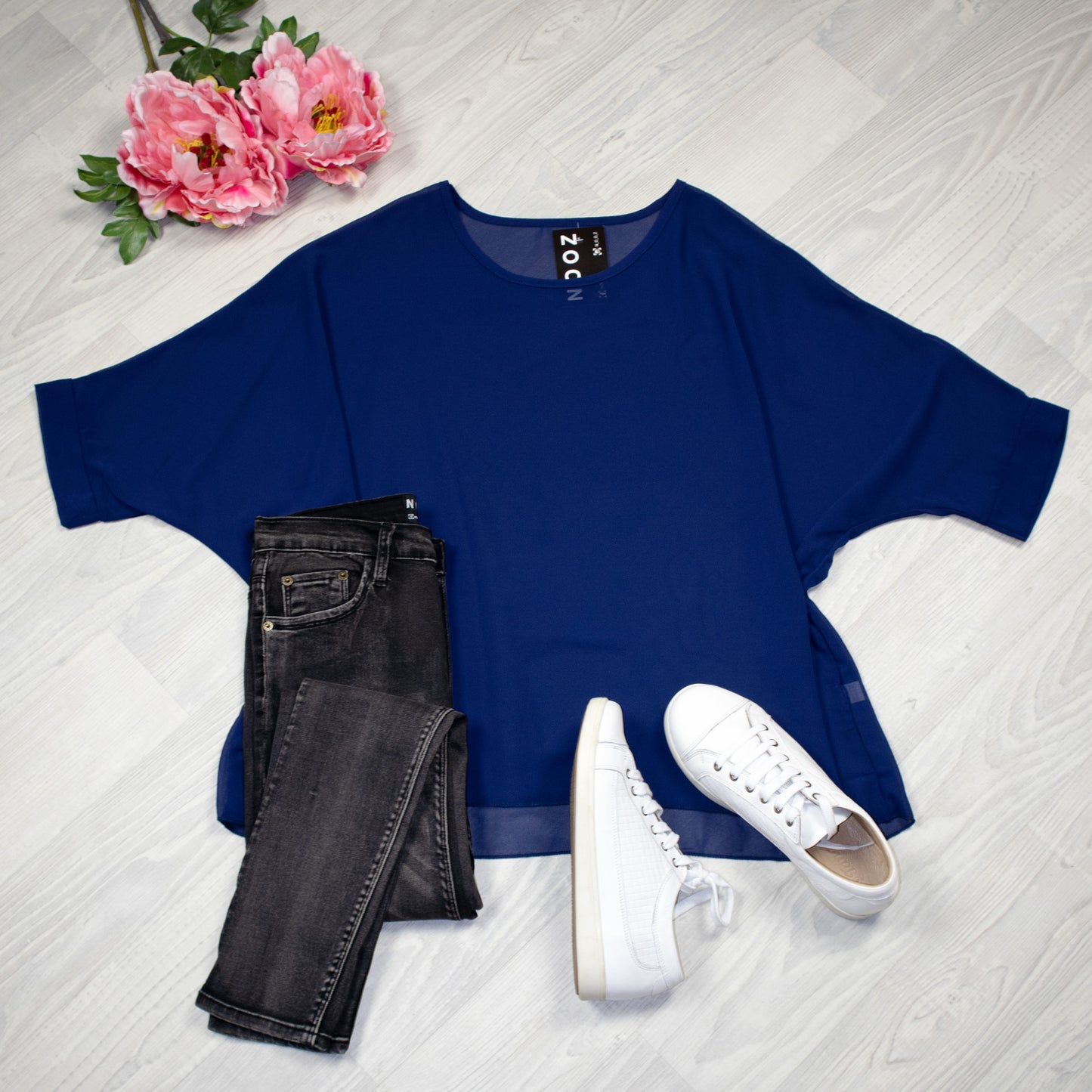 Navy Draped Top- Essential Collection