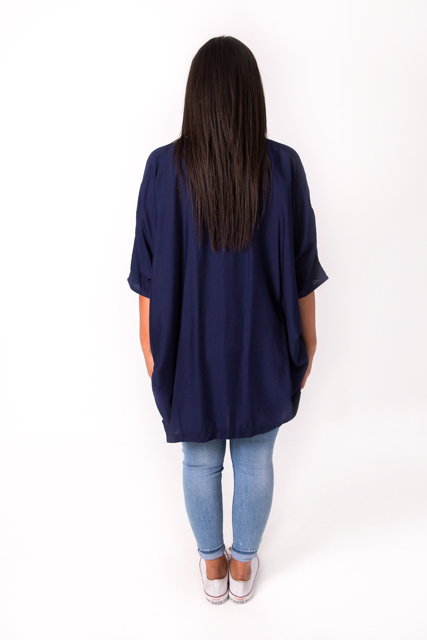 Short Plain Kimono - Navy