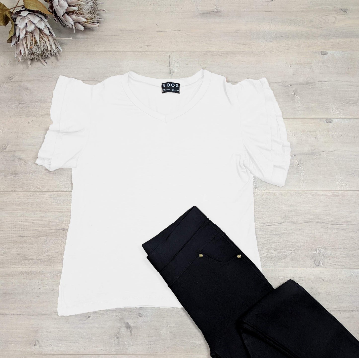 White Flutter Sleeve Tee