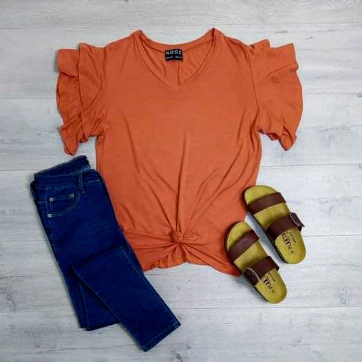 Orange Flutter Sleeve Tee