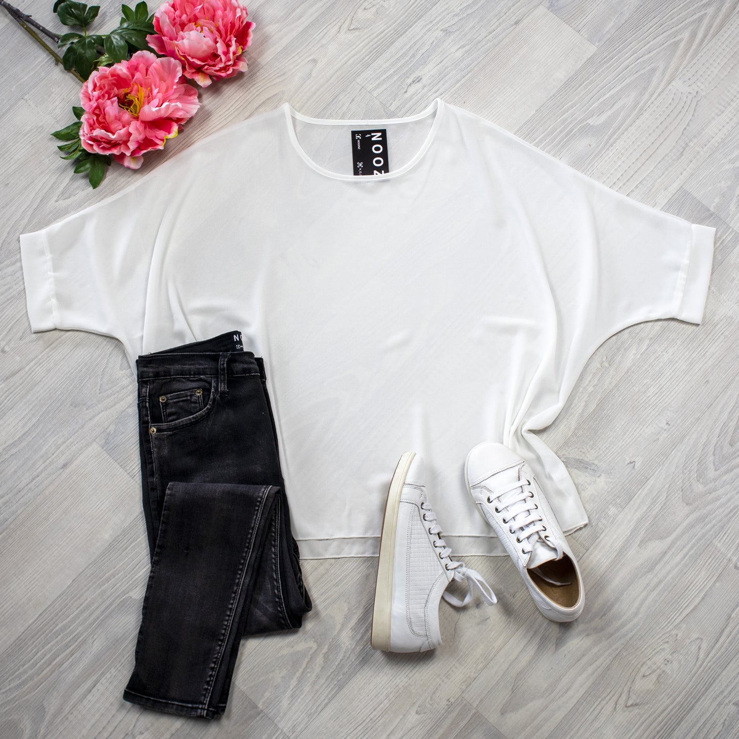 Plain White Draped Top - Essential Collection