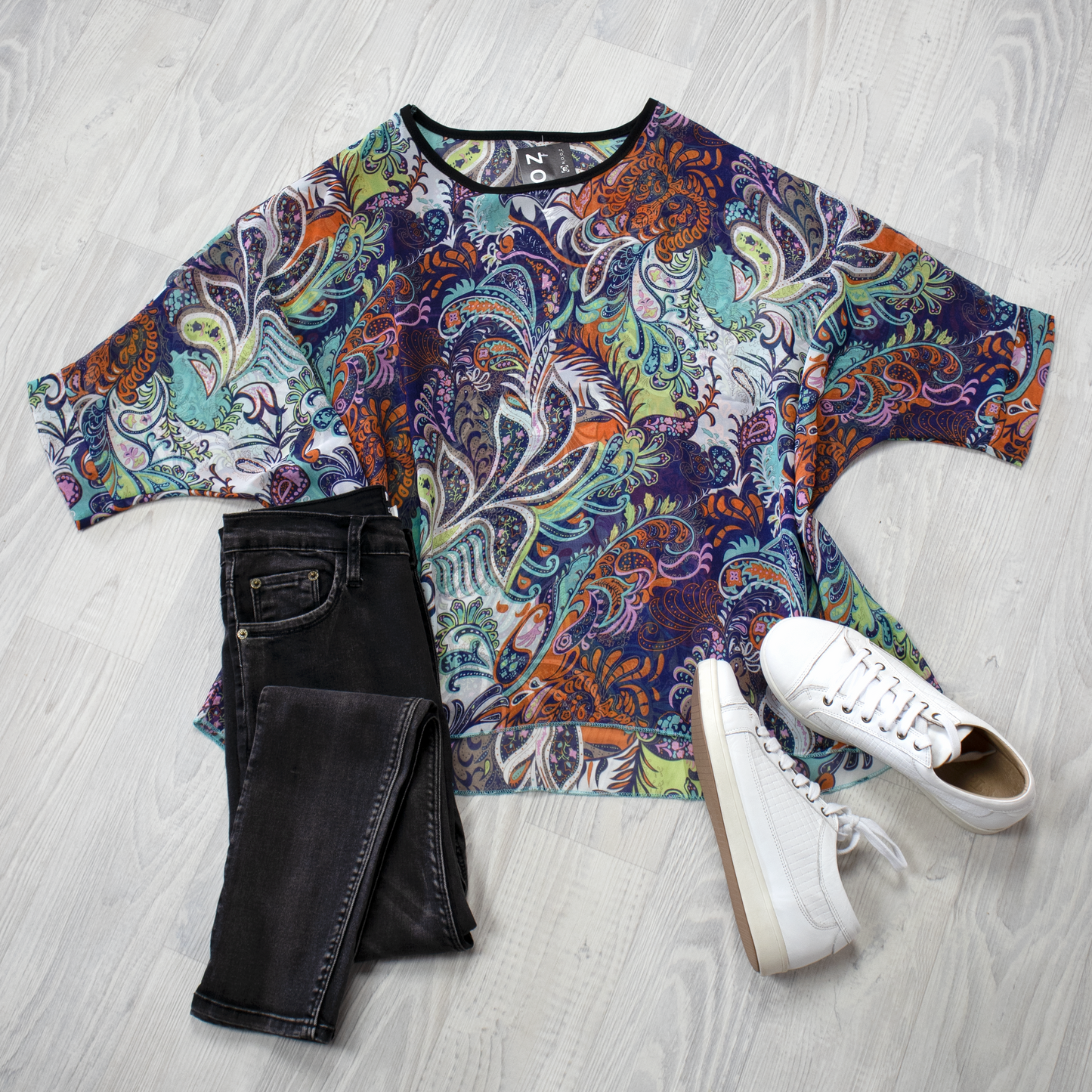 PRE-ORDER** Rainbow Paisley Draped Top - Vogue Collection