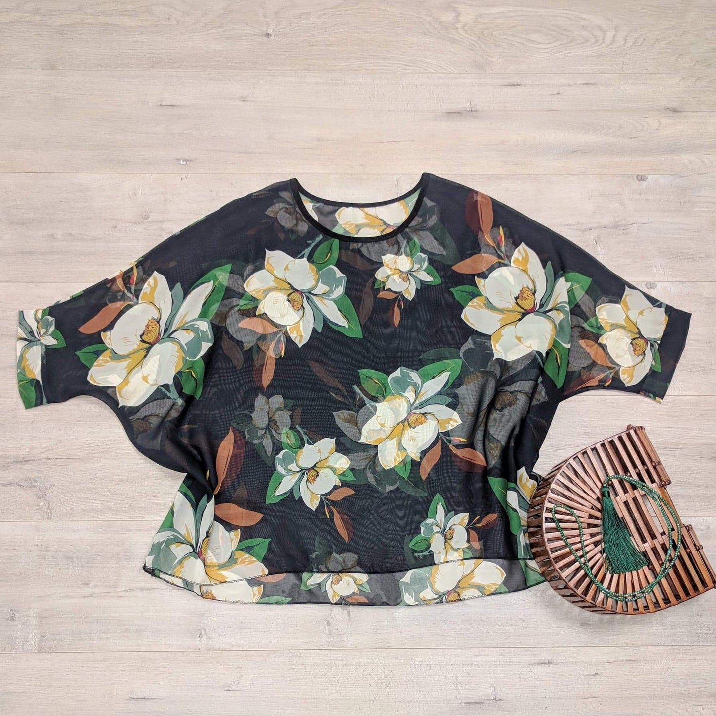 PRE-ORDER** Black Lily Draped Top - Floral Collection