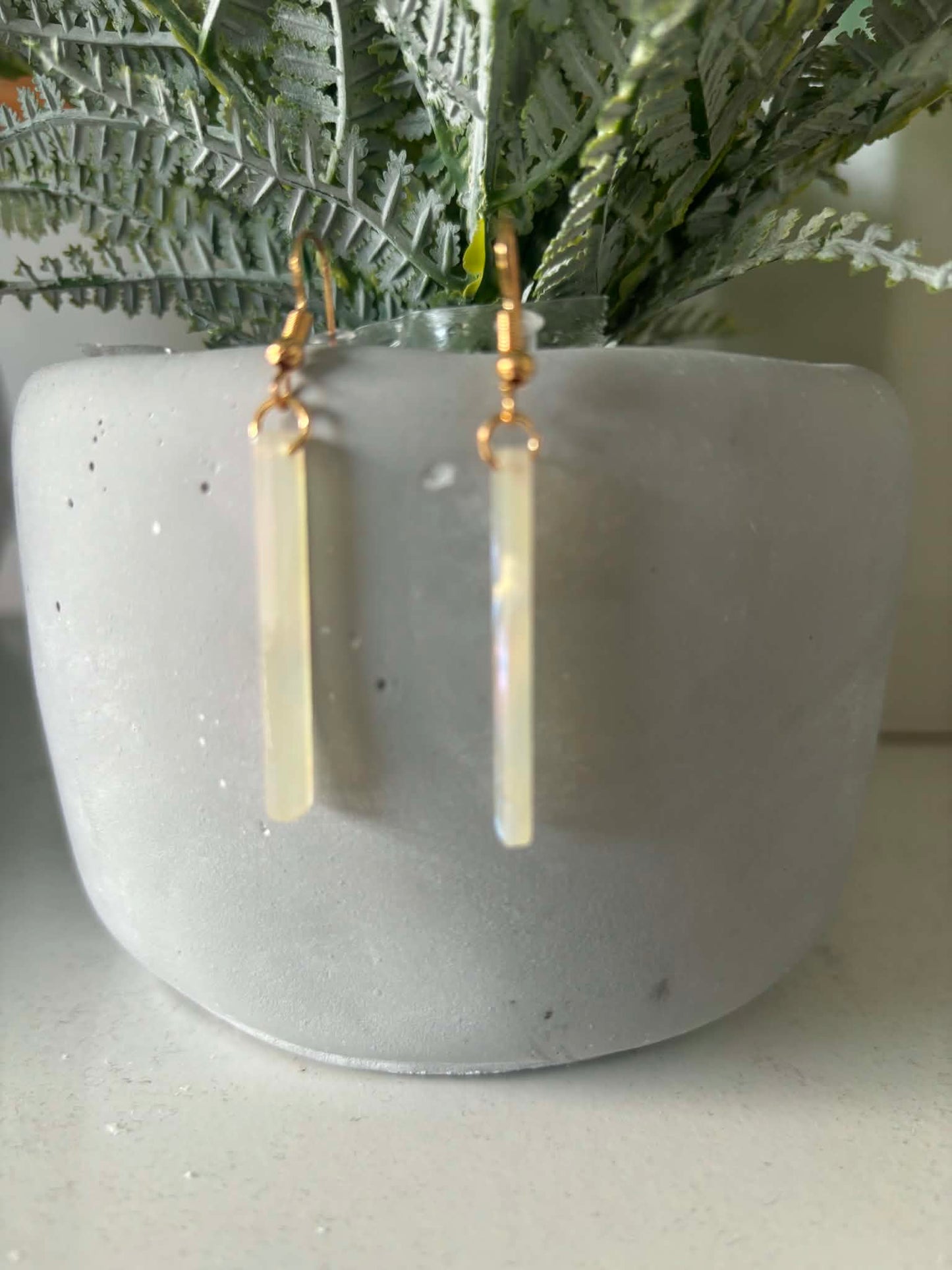 Mini Opalescent Stone Bar earrings