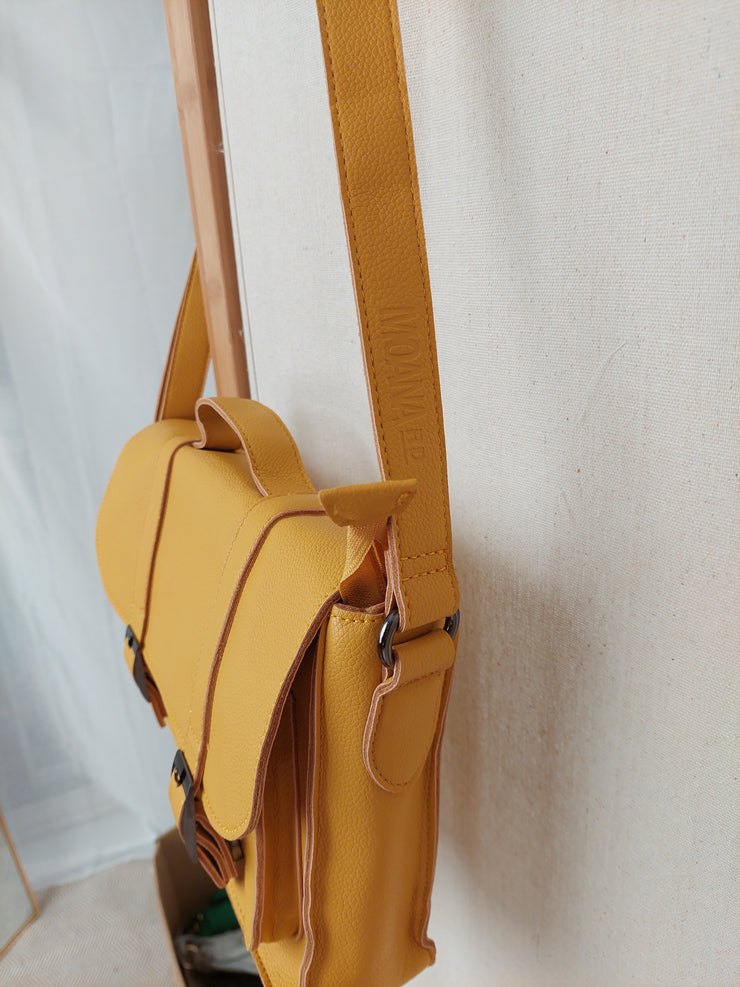 Vegan Leather Primary School Bag - Buttercup Yellow