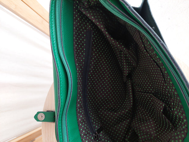 Vegan Leather Primary School Bag - Prickle Green