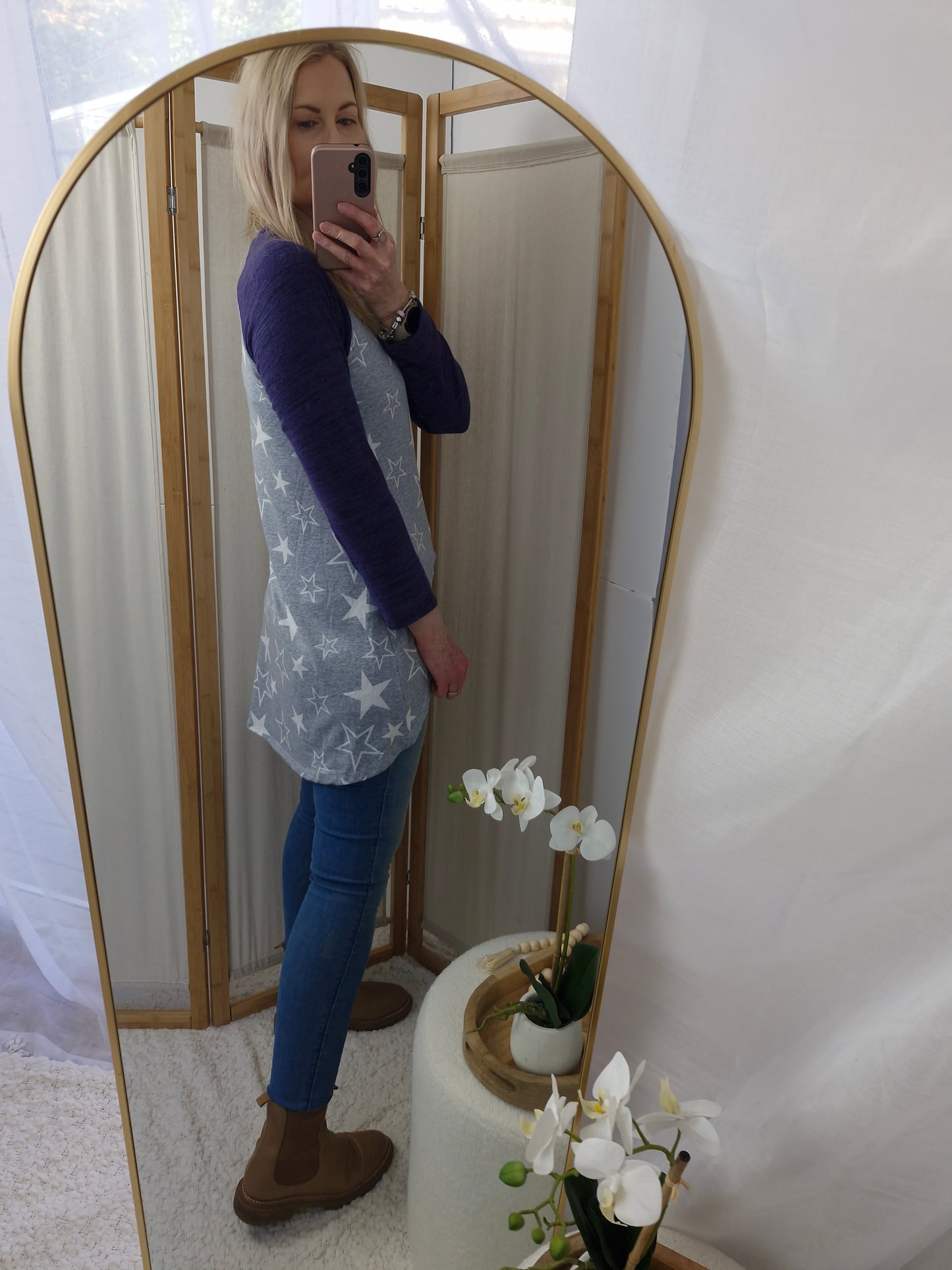 Quinn Star Top - Blue Marl Sleeve