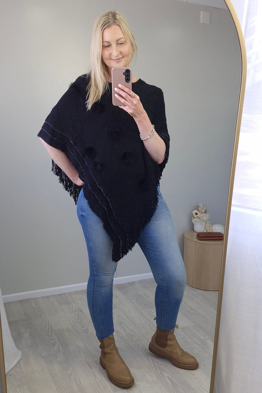 Black Tassel Poncho