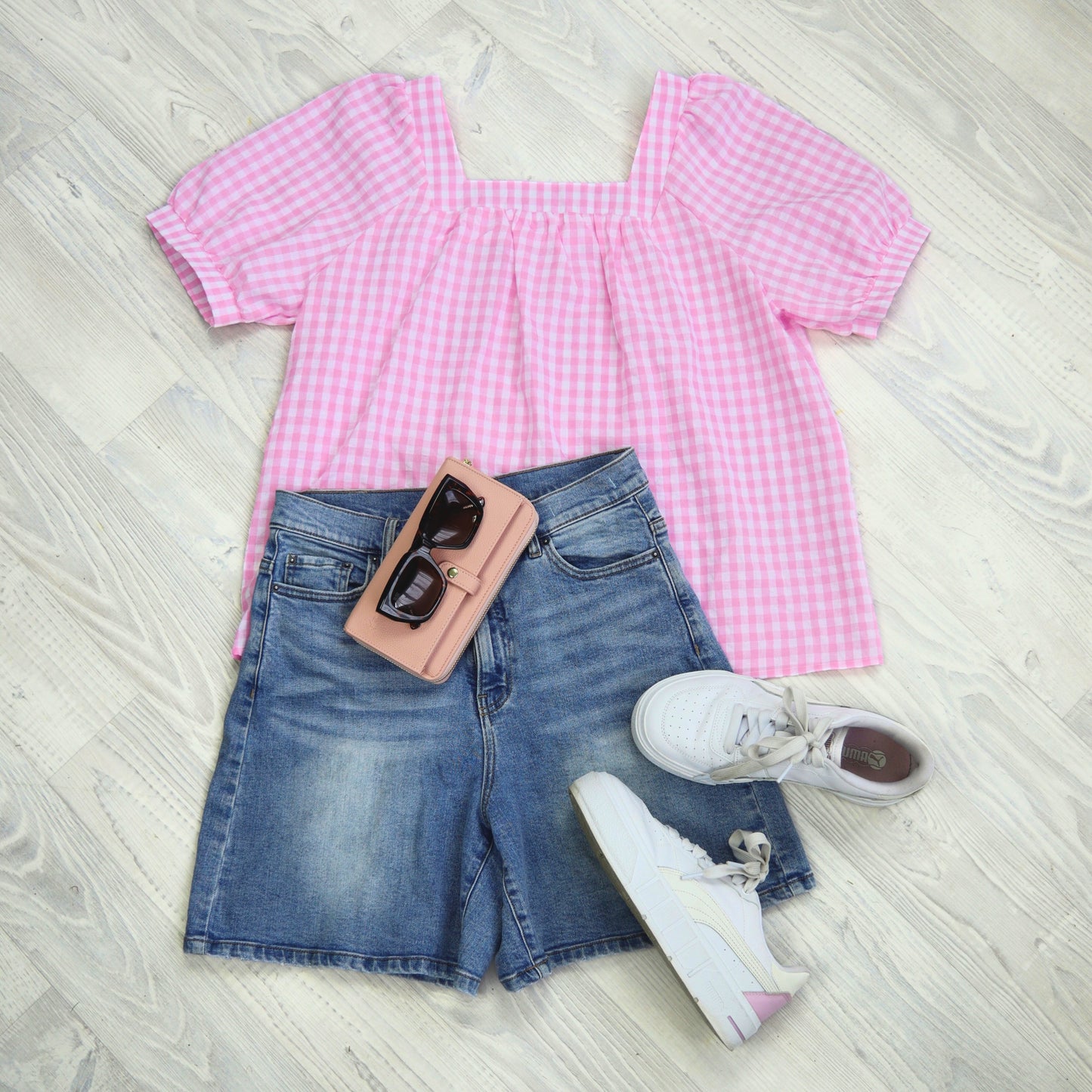 Elsie Gingham Top - Pink