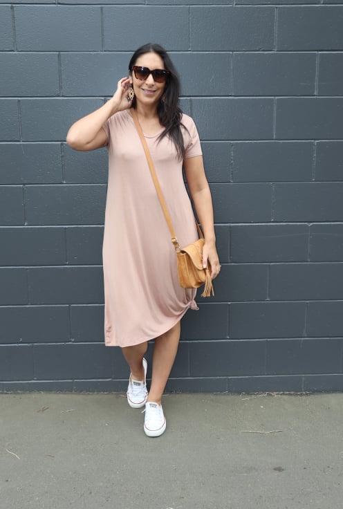 Basic A-line Janey Dress - Almond