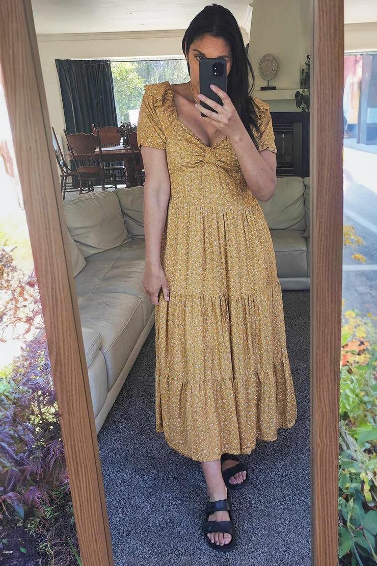 Sweetheart Tiered Vikki Dress - Mustard Fields