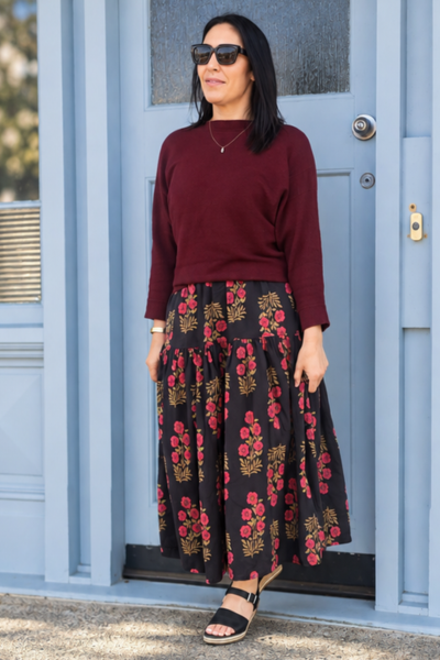 Tiered Victoria Maxi Skirt - Midnight Floral