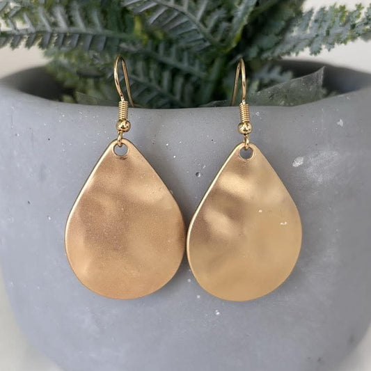 Brushed Gold Teardrop Earrings