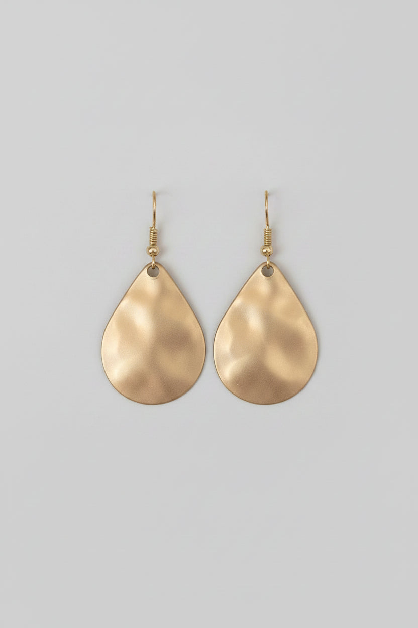 Brushed Gold Teardrop Earrings