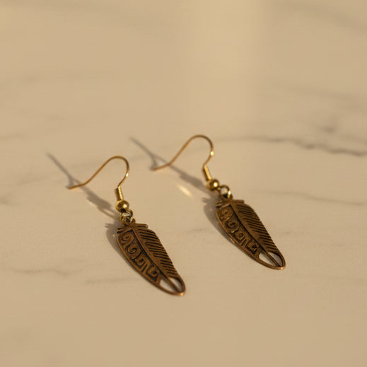 Gold-toned Feather drop earrings