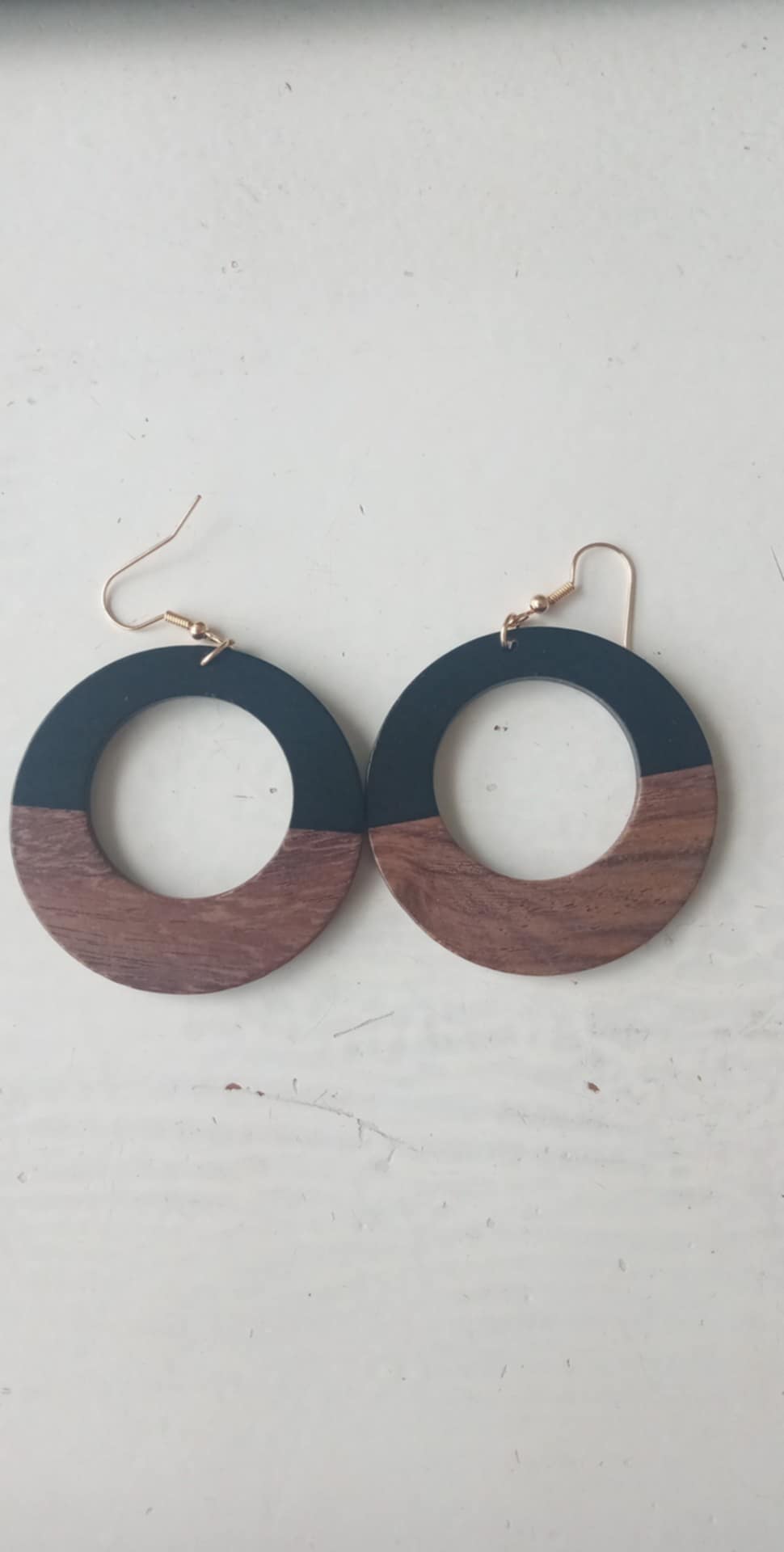 Black/Wood Hoop earrings