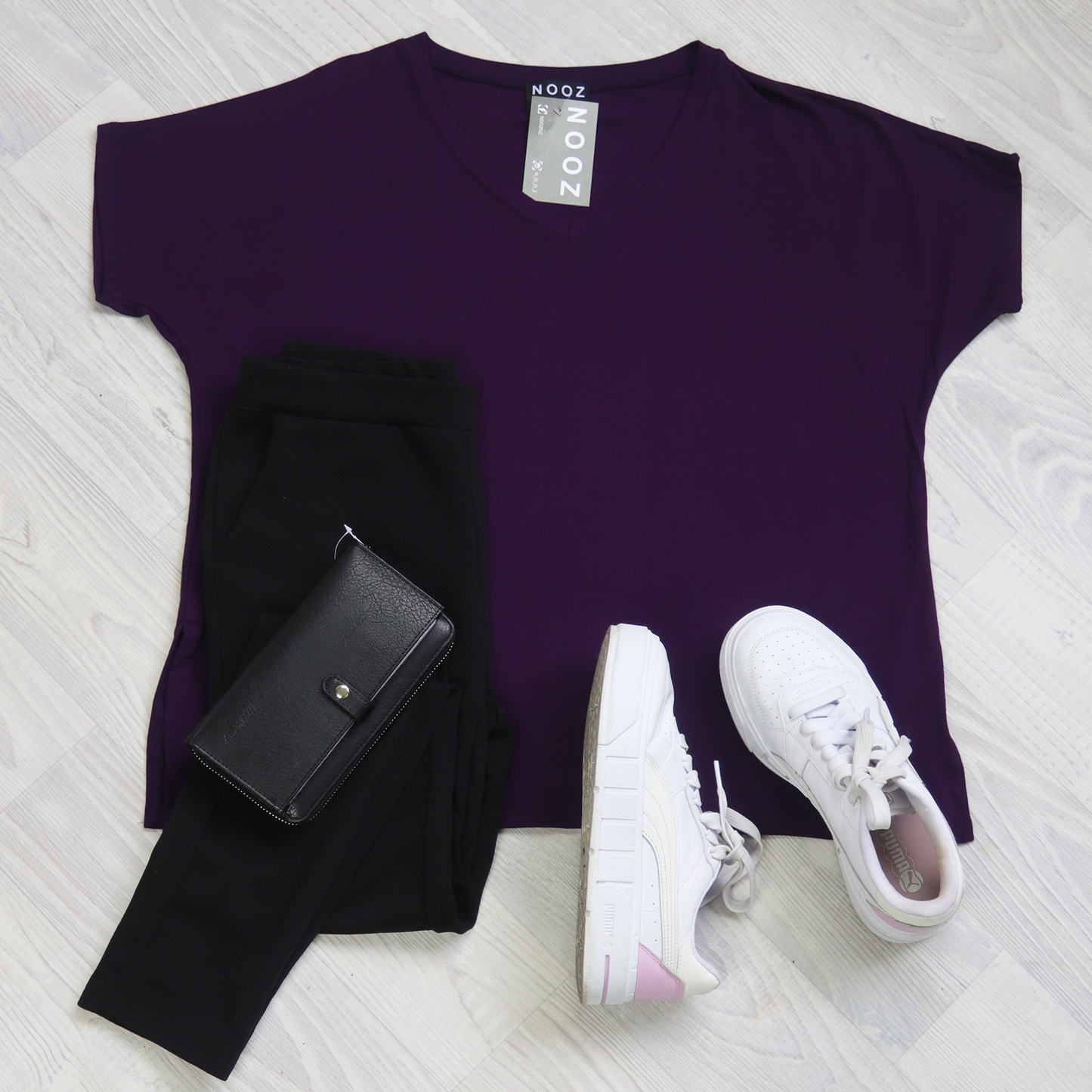 Basic V-neck Tee - Grape