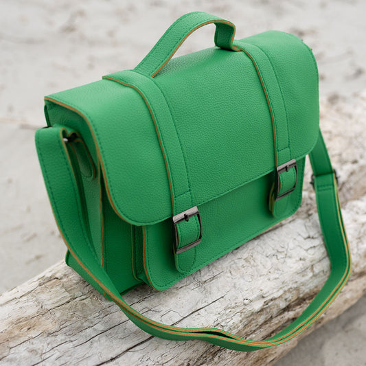 Vegan Leather Primary School Bag - Bright Prickle Green