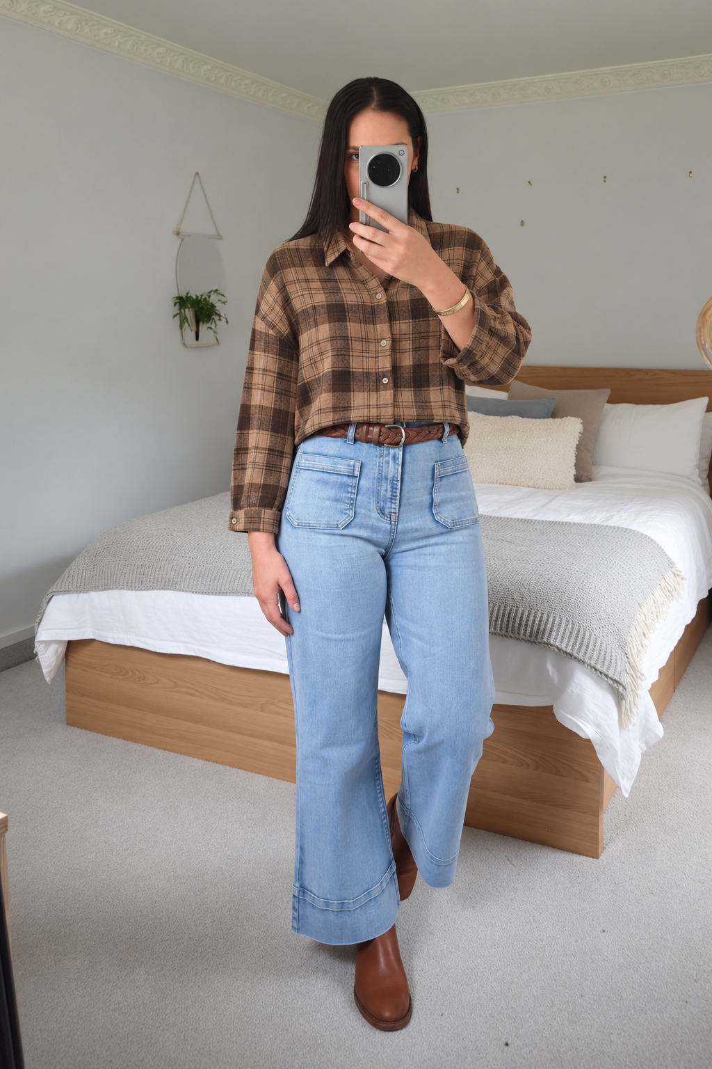 Haddow Cropped Plaid Shirt/jacket - warm browns